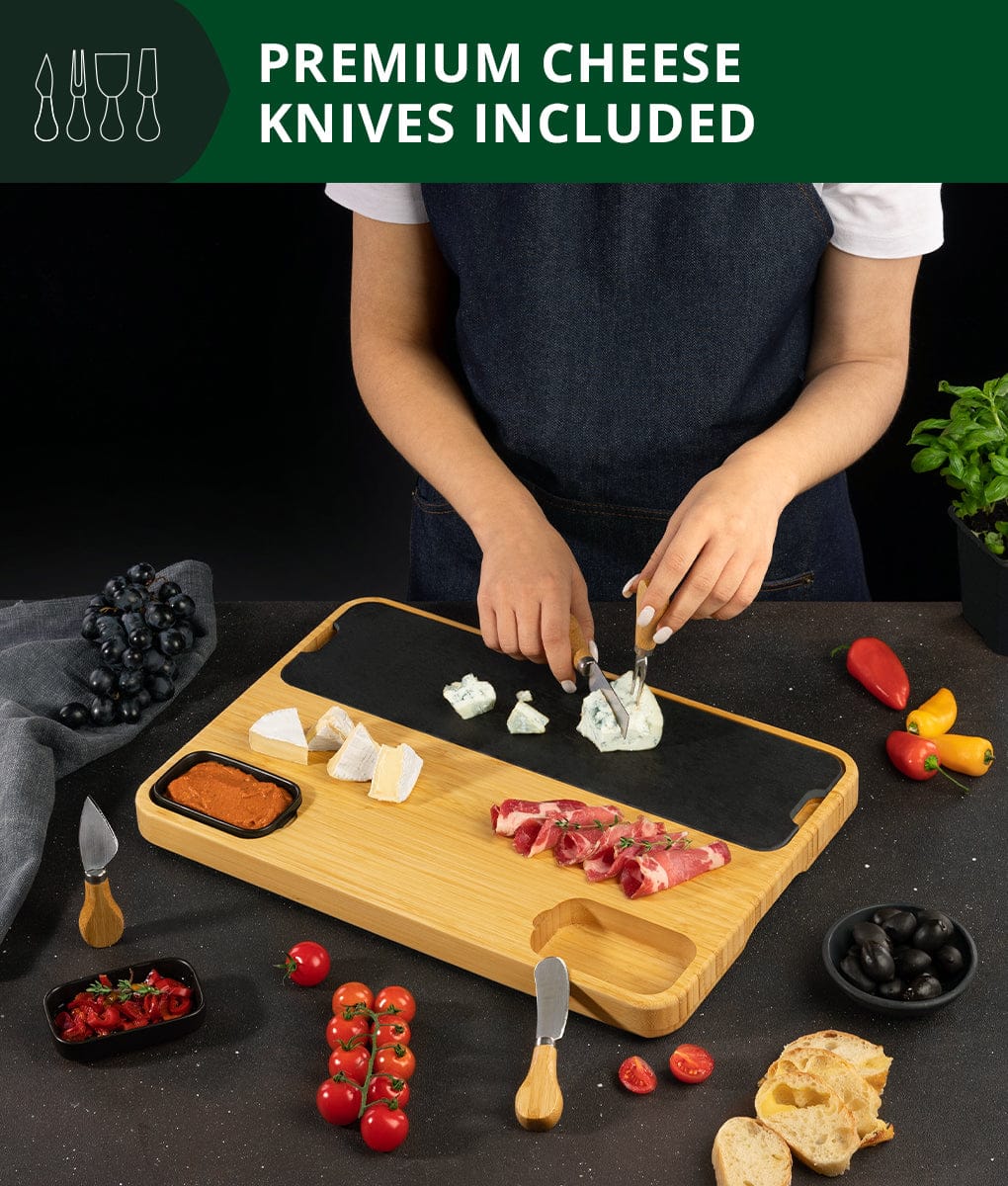 Cheese Board Set with Slate Plate by Royal Craft Wood