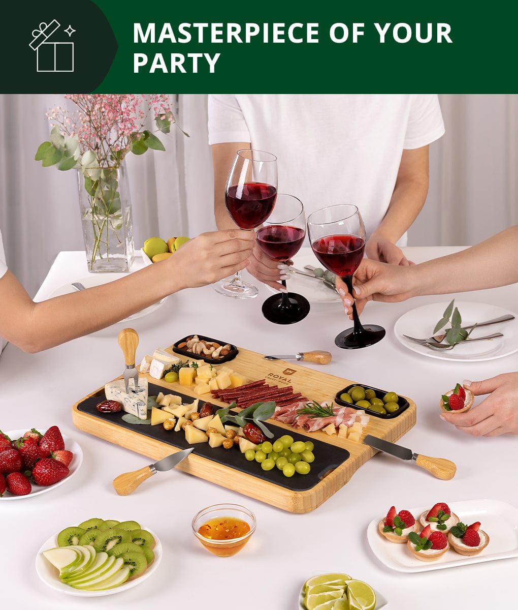Cheese Board Set with Slate Plate by Royal Craft Wood