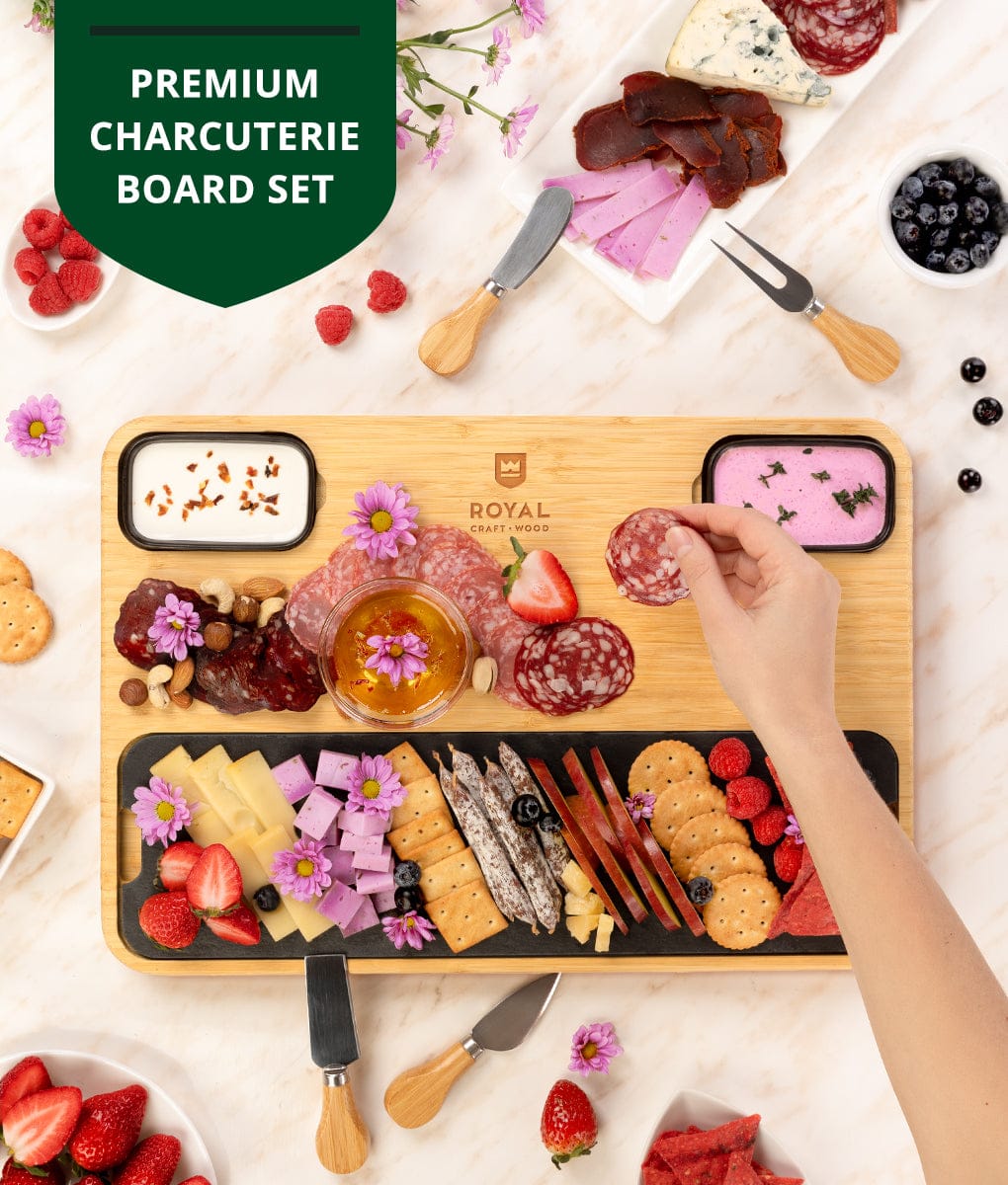 Cheese Board Set with Slate Plate by Royal Craft Wood