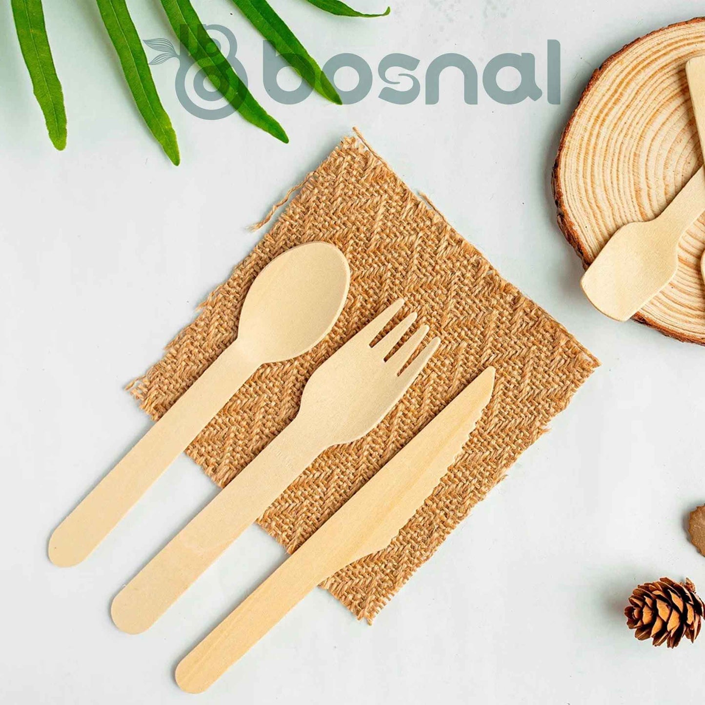 Wooden Disposable Cutlery Set, 6.5 inch, 100 Pcs