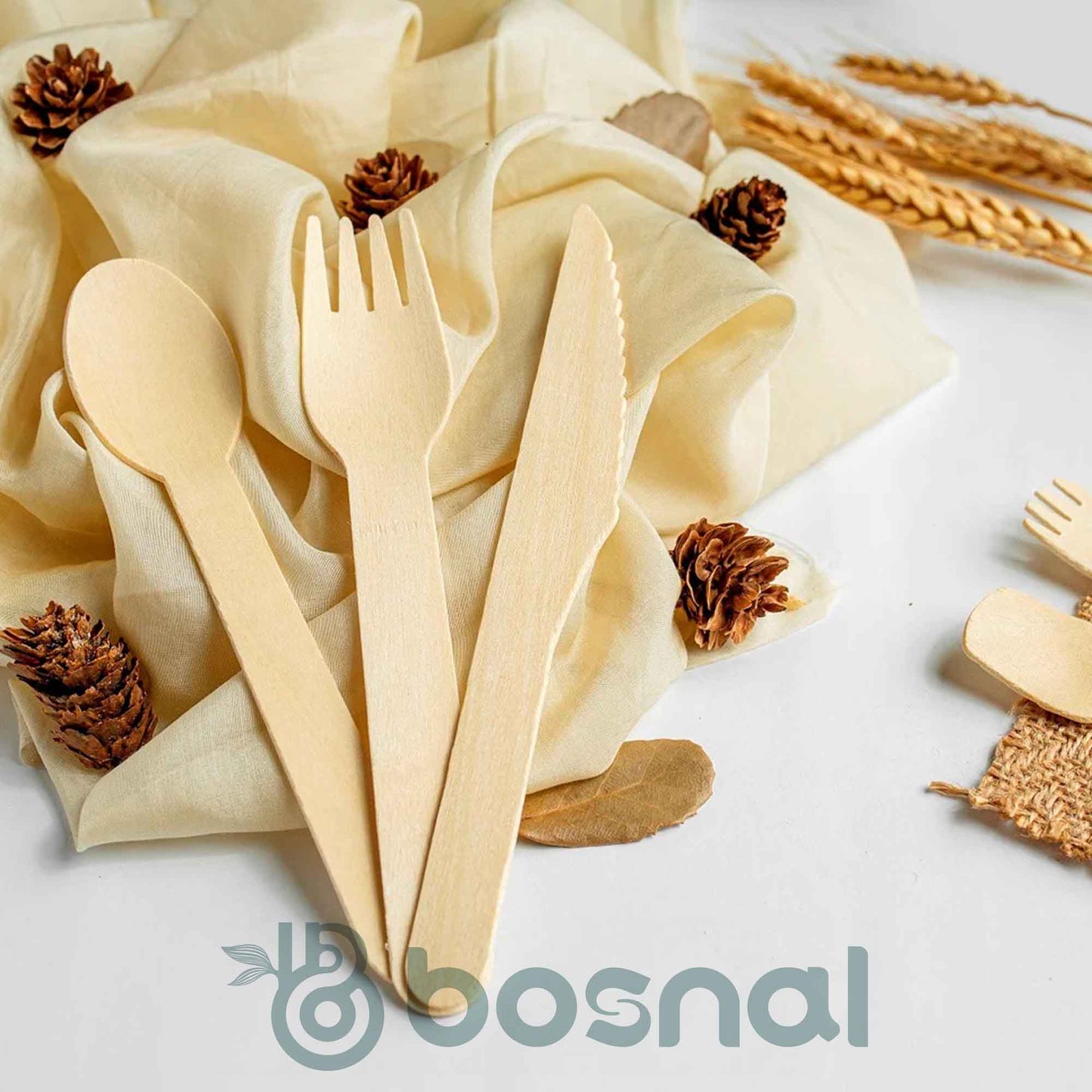 Wooden Disposable Cutlery Set, 6.5 inch, 100 Pcs