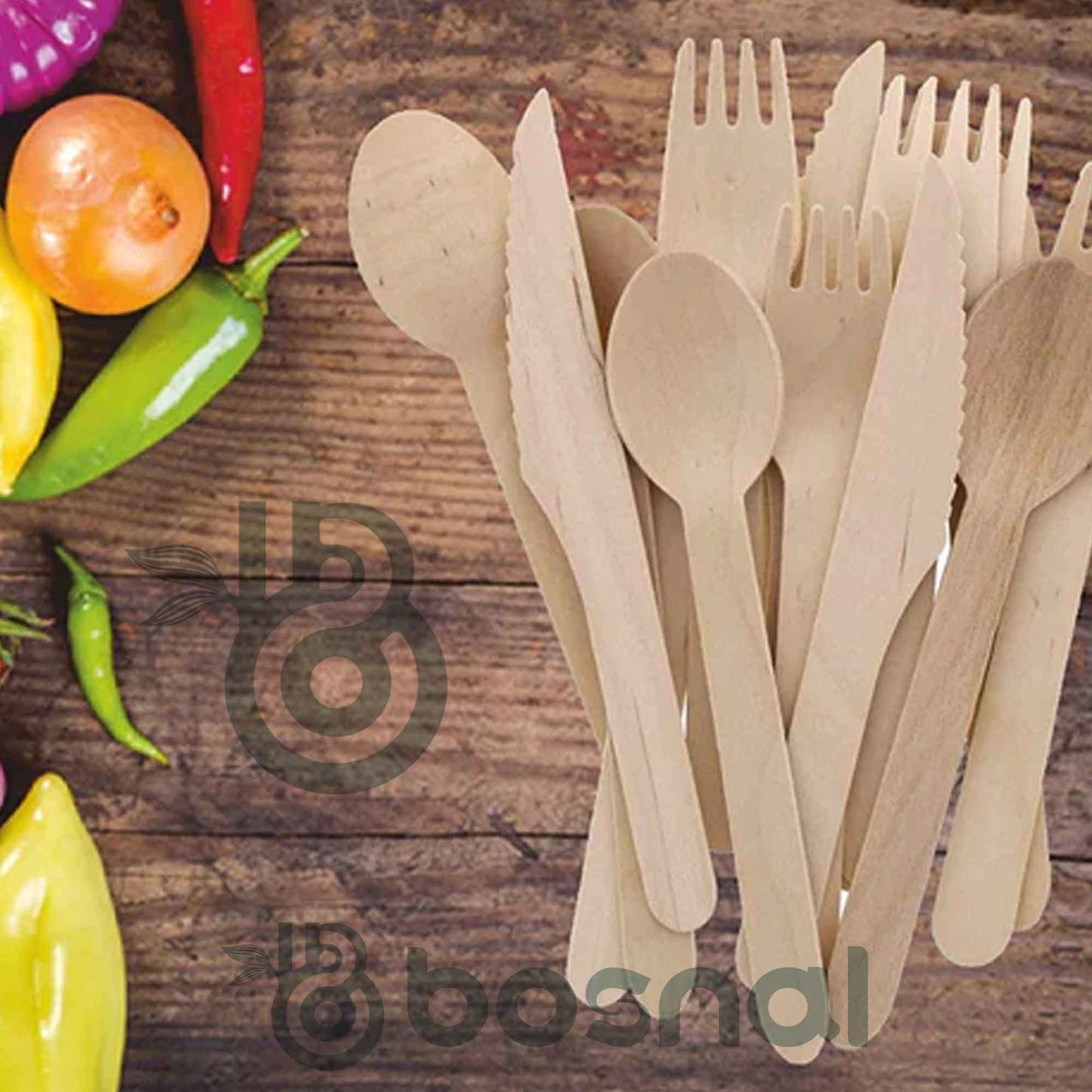 Wooden Disposable Cutlery Set, 6.5 inch, 100 Pcs