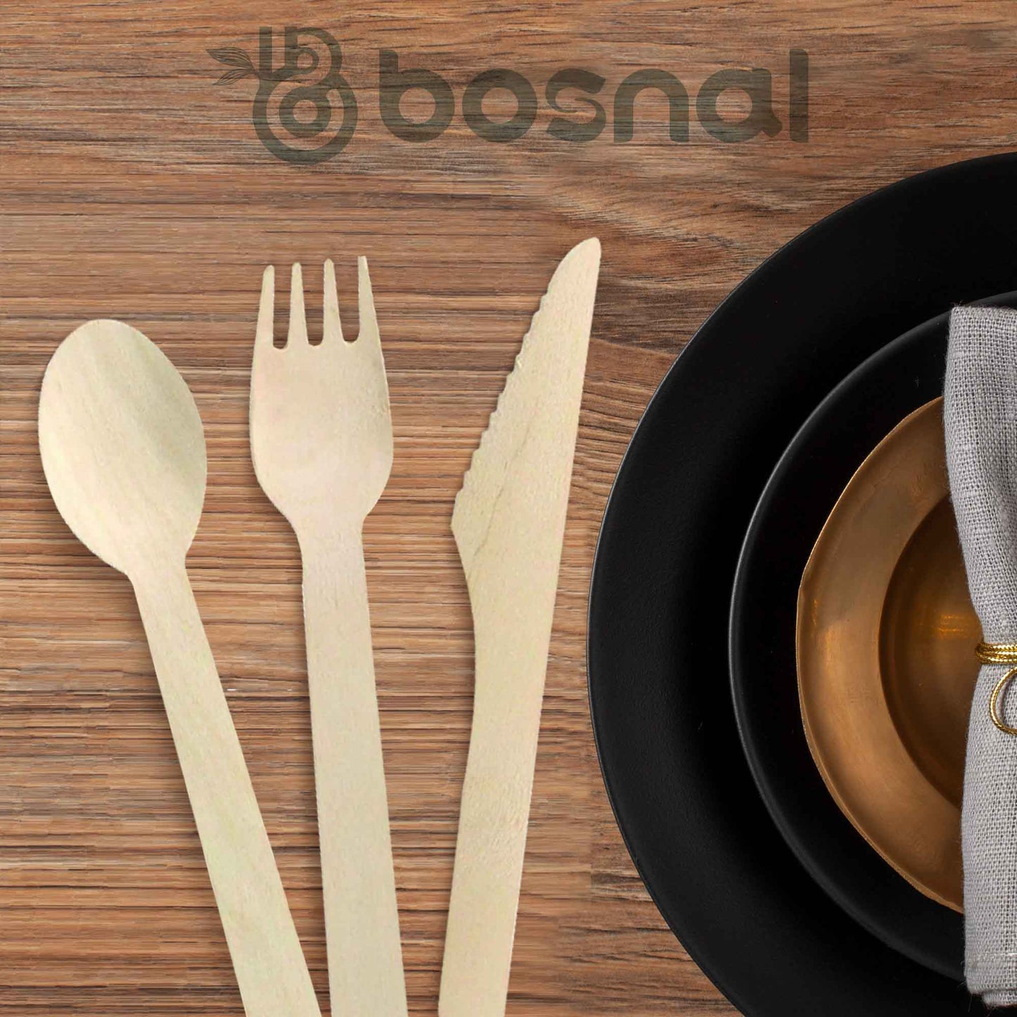 Wooden Disposable Cutlery Set, 6.5 inch, 100 Pcs