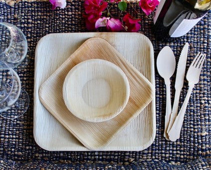 Natural Palm Leaf Bowl 8 Inch Round (10 Pack)