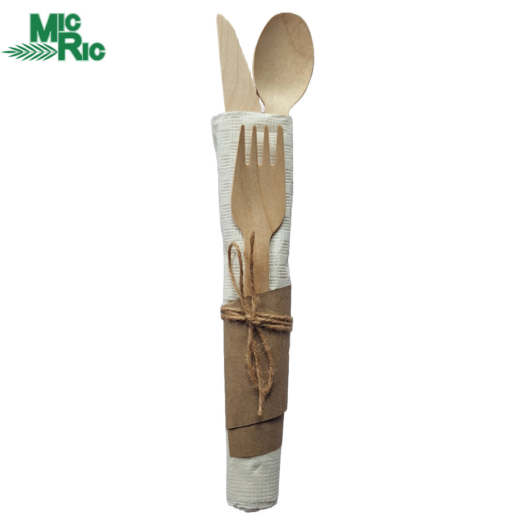 Eco Friendly Dinnerware Set 25 each of 9” & 6 “ Round Plates, wooden cutlery kit