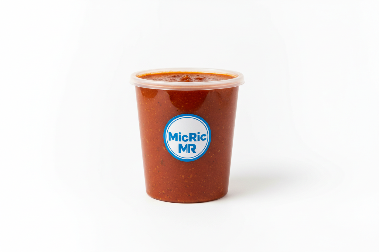 sauce in plastic quate container with MicRic logp