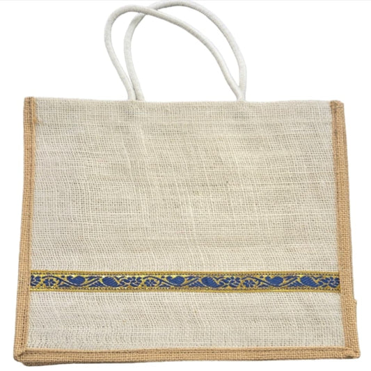 Vintage Style Jute Cotton Pocket Large Tote Shopping BAG Custom made