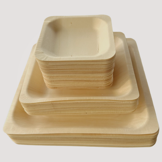 Square Wooden Plate  7" X 7" (300 Pack Buy by Box) $0.43 each