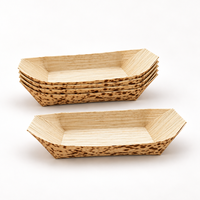 Bamboo Leaf Boat Dish 8" x 5" x 2" - 50 & 500/Case