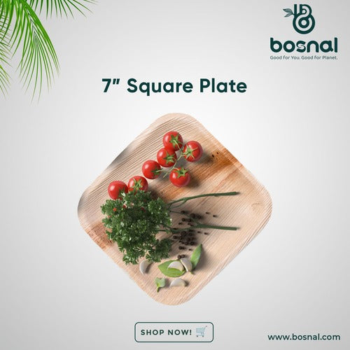 Palm Leaf Biodegradable Plates; 7 inch, Square