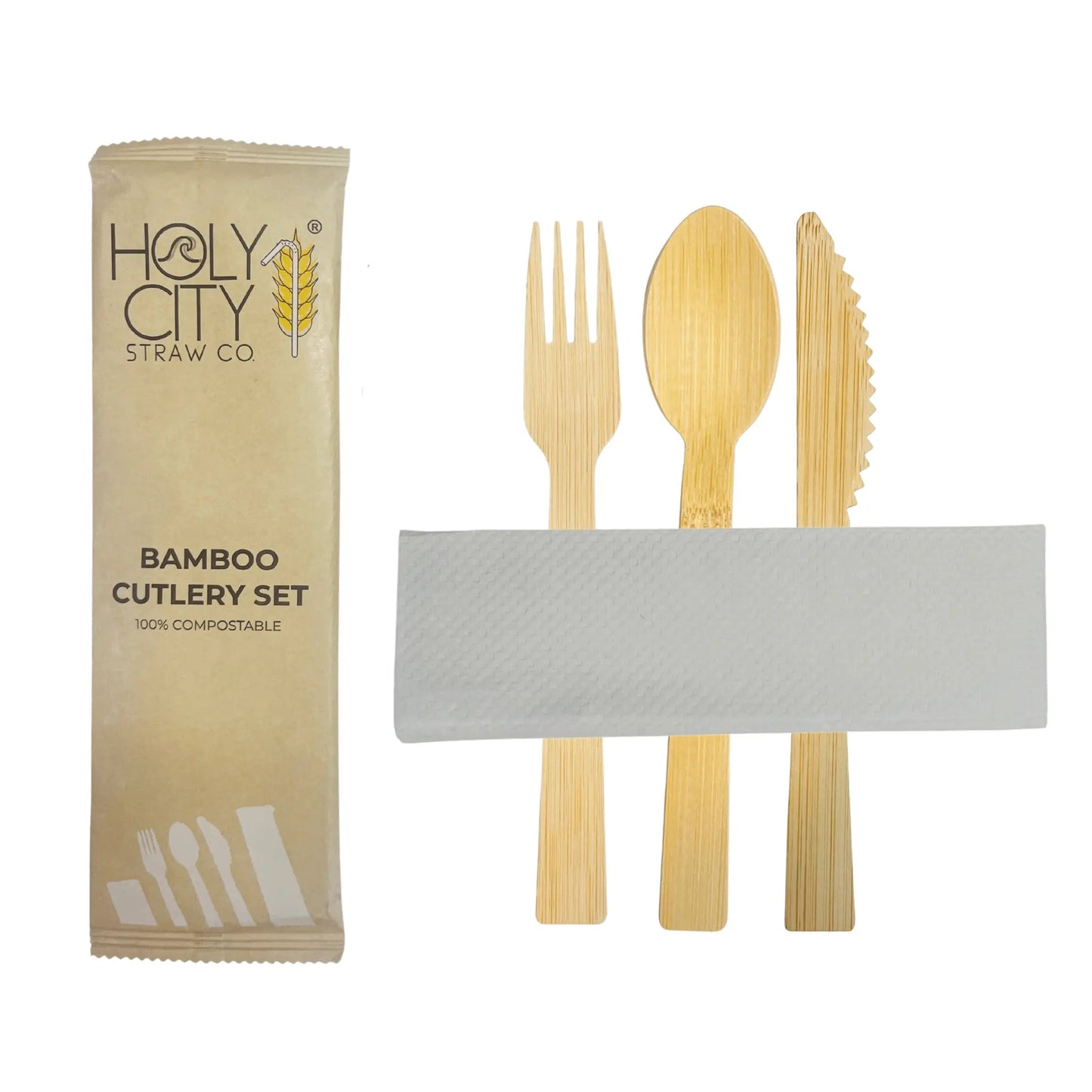 6.7" Wrapped Bamboo Cutlery Set
