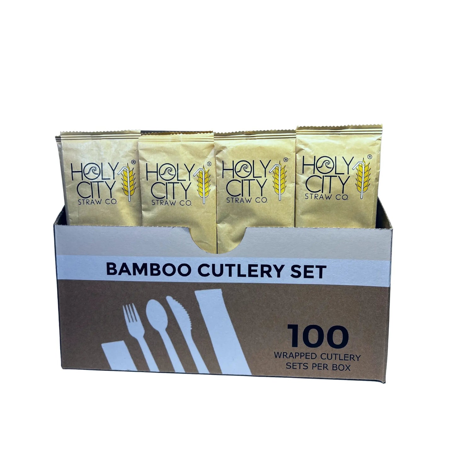 6.7" Wrapped Bamboo Cutlery Set