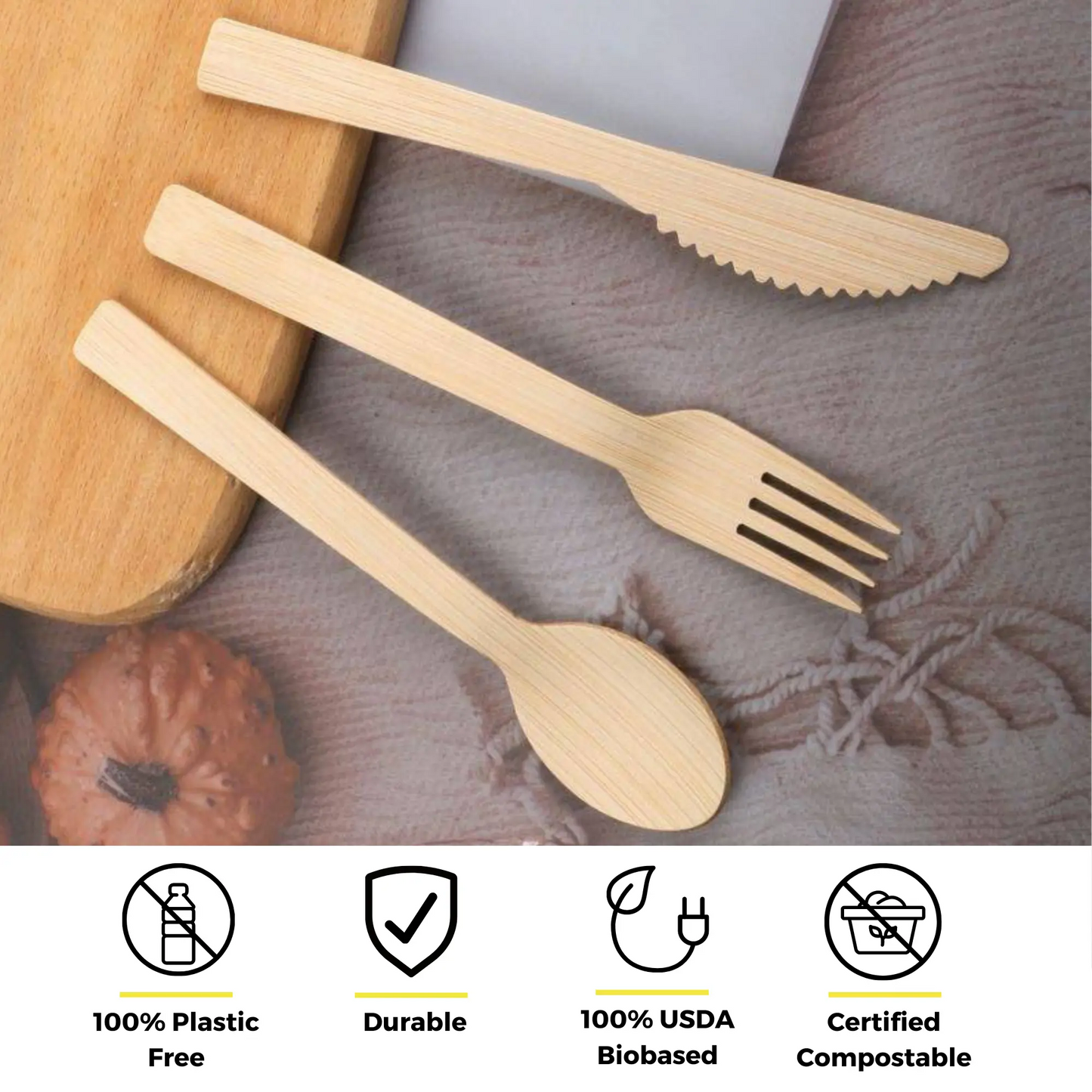 6.7" Wrapped Bamboo Cutlery Set