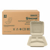 9 Inch 3-Compartment Sugarcane Bagasse Compostable Clamshell - Case of 8 (200 Pcs)