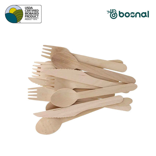 Wooden Disposable Cutlery Set, 6.5 inch, 100 Pcs