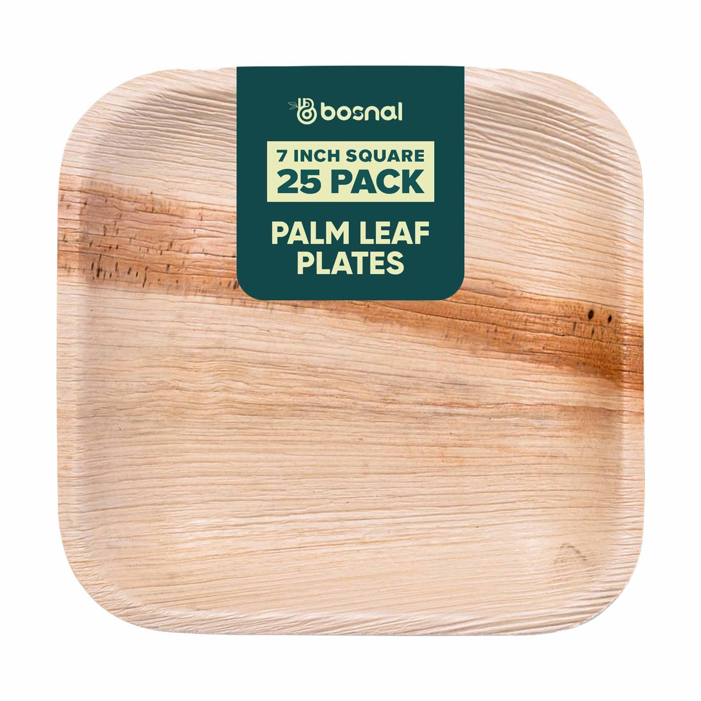 Palm Leaf Biodegradable Plates; 7 inch, Square