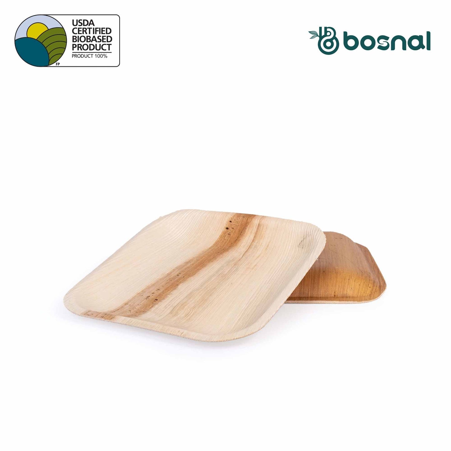Palm Leaf Biodegradable Plates; 7 inch, Square