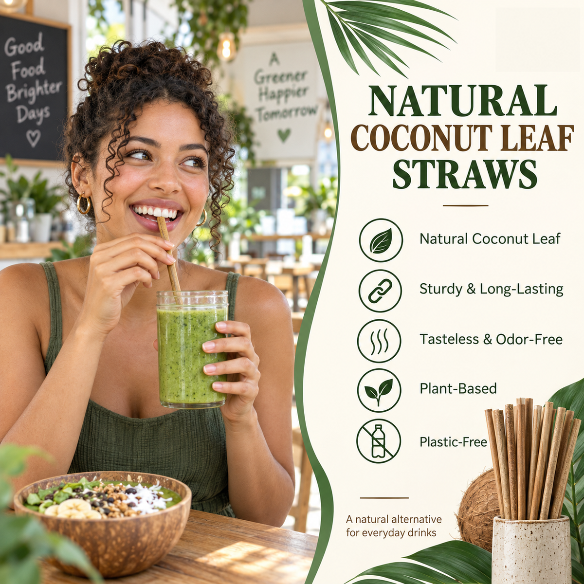 Coconut Leaf Straws – 100, 500, 1000 Packs