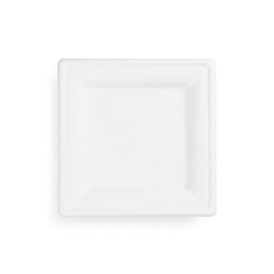 Vegware 8in Square Plates White Molded Fiber (QTY:500)